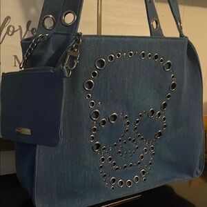 Betsey Johnson Blue Skull Shoulder Bag